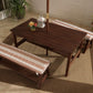 Outdoor Table & Bench Set with Cushions & Umbrella (Brown)