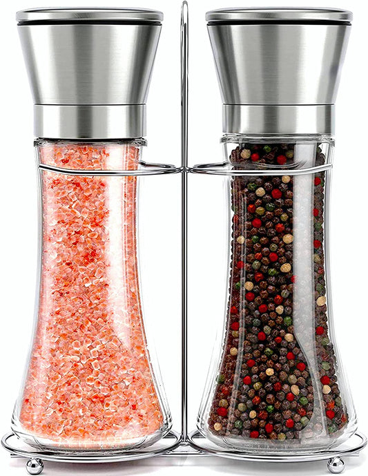 Modern Stainless Steel Salt and Pepper Grinder Set