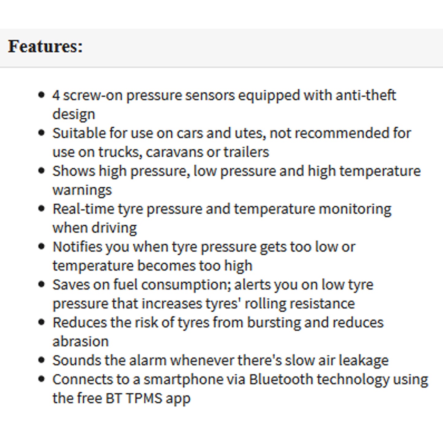 Gator DIY BT Wireless Car Tyre Pressure Monitor Monitoring System App Control TPM