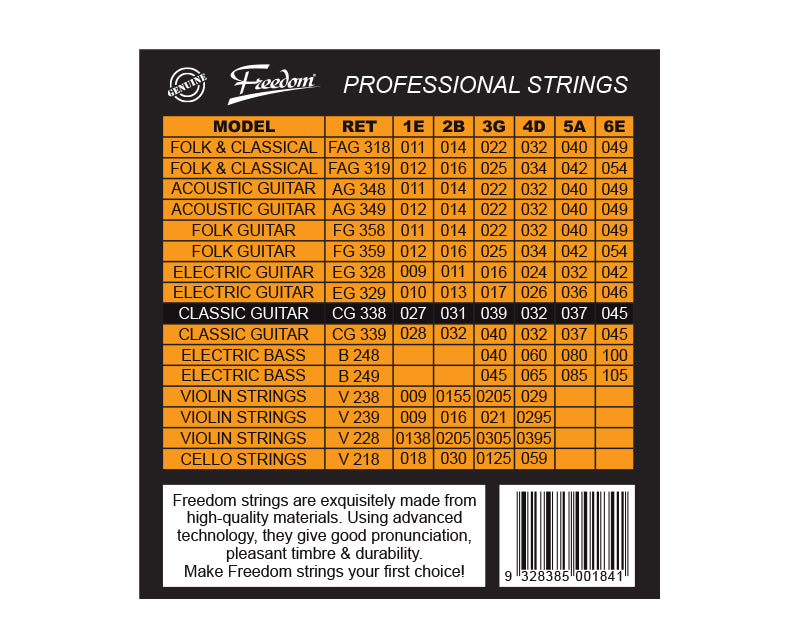 Freedom 10 Pack Classical Guitar Strings CG338-10PK