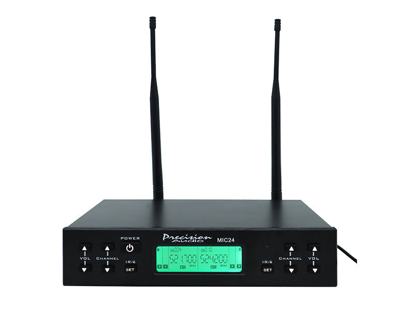 Twin Channel Professional Wireless Microphone System Dual XLR Out MIC24