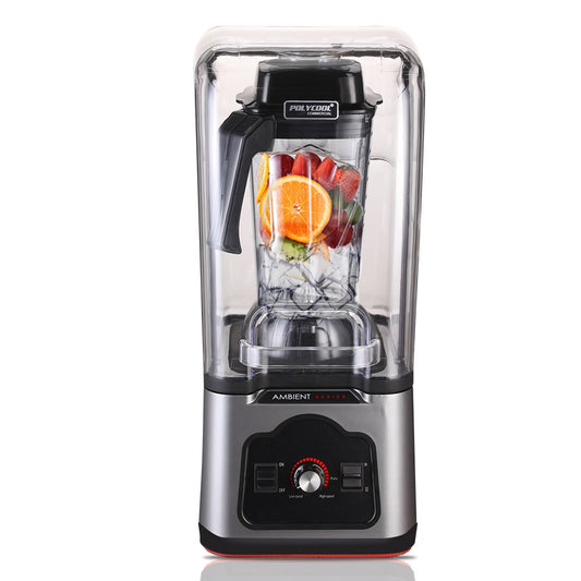 POLYCOOL Commercial Blender Quiet Enclosed Processor Smoothie Mixer Cafe, Silver