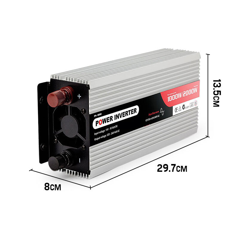 GENPOWER Pure Sine Wave 1000W/2000W 12V/240V Power Inverter Caravan Boat CarPlug