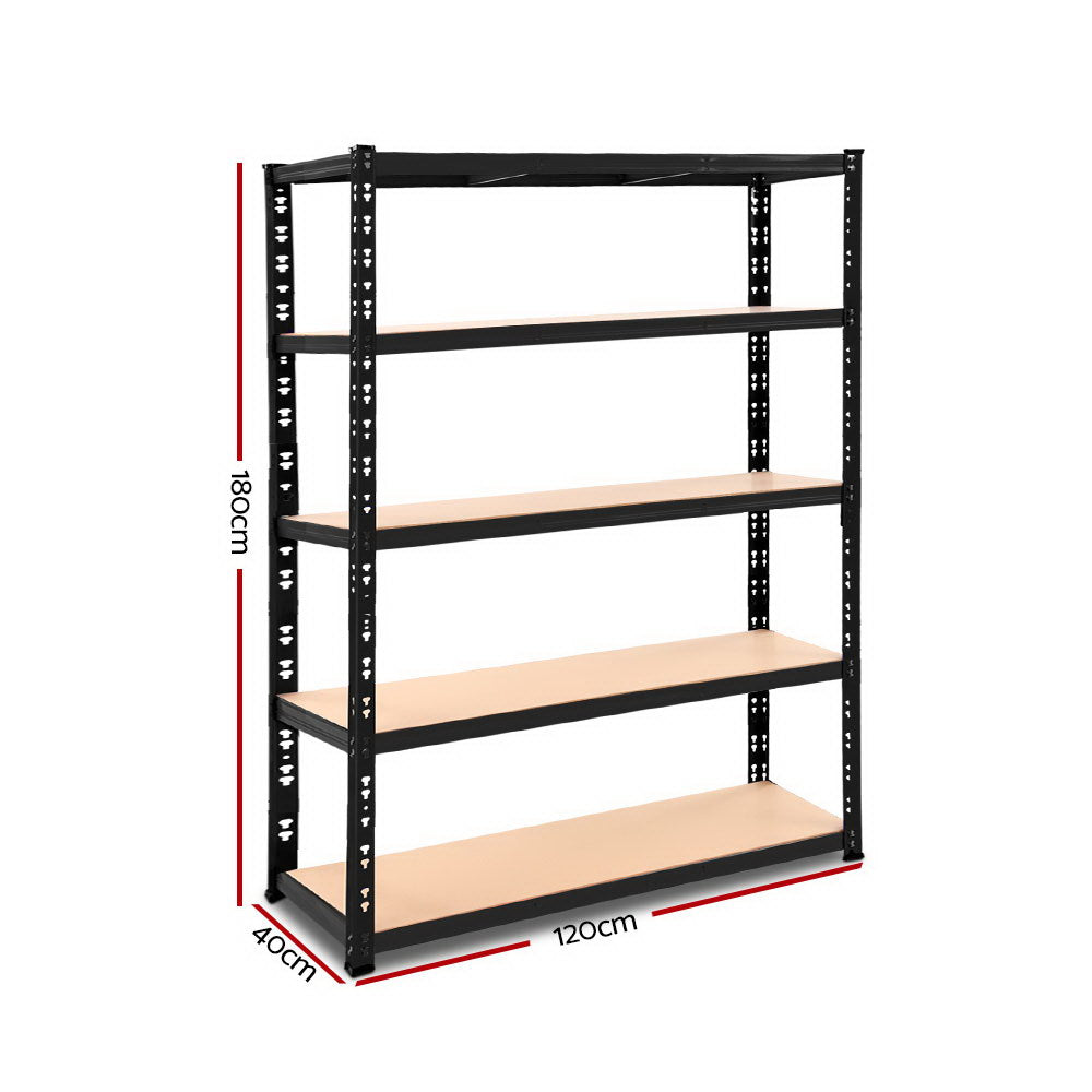 Giantz 1.8M Warehouse Racking Shelving Storage Shelf Garage Shelves Rack Steel Black