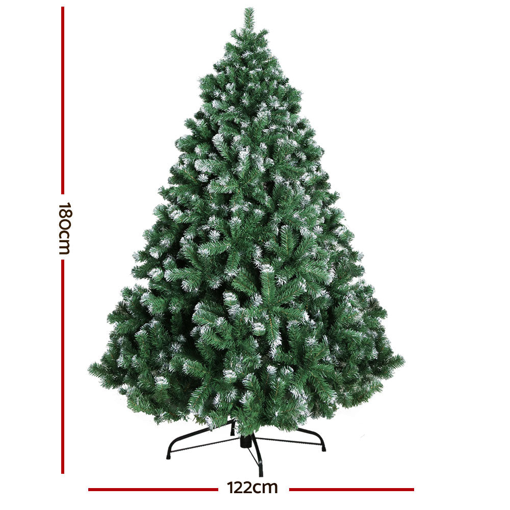 Jingle Jollys Christmas Tree 1.8M Xmas Trees Decorations Snowy 800 Tips