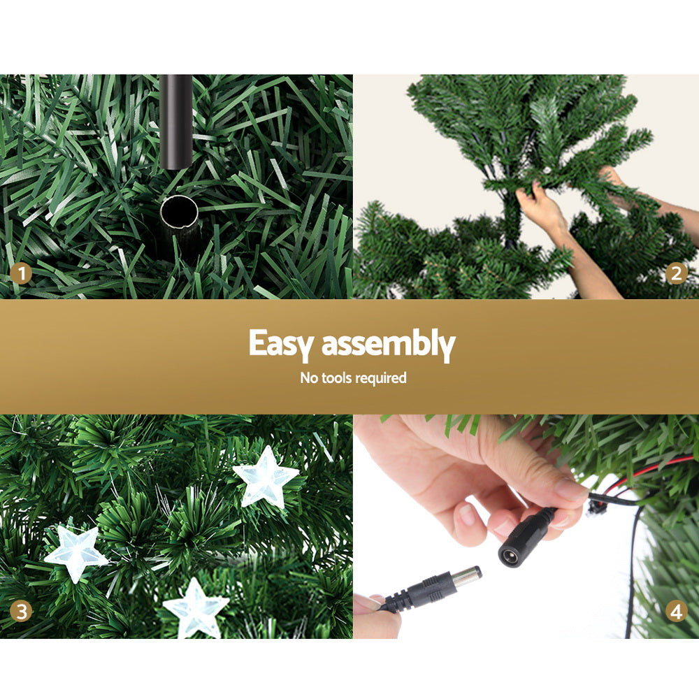 Jingle Jollys Christmas Tree 2.4M LED Xmas trees with Lights Multi Colour