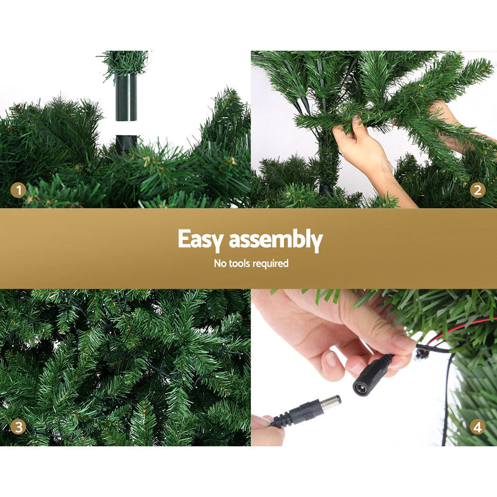 Jingle Jollys Christmas Tree 2.4M Green With 1488 LED Lights Multi Colour