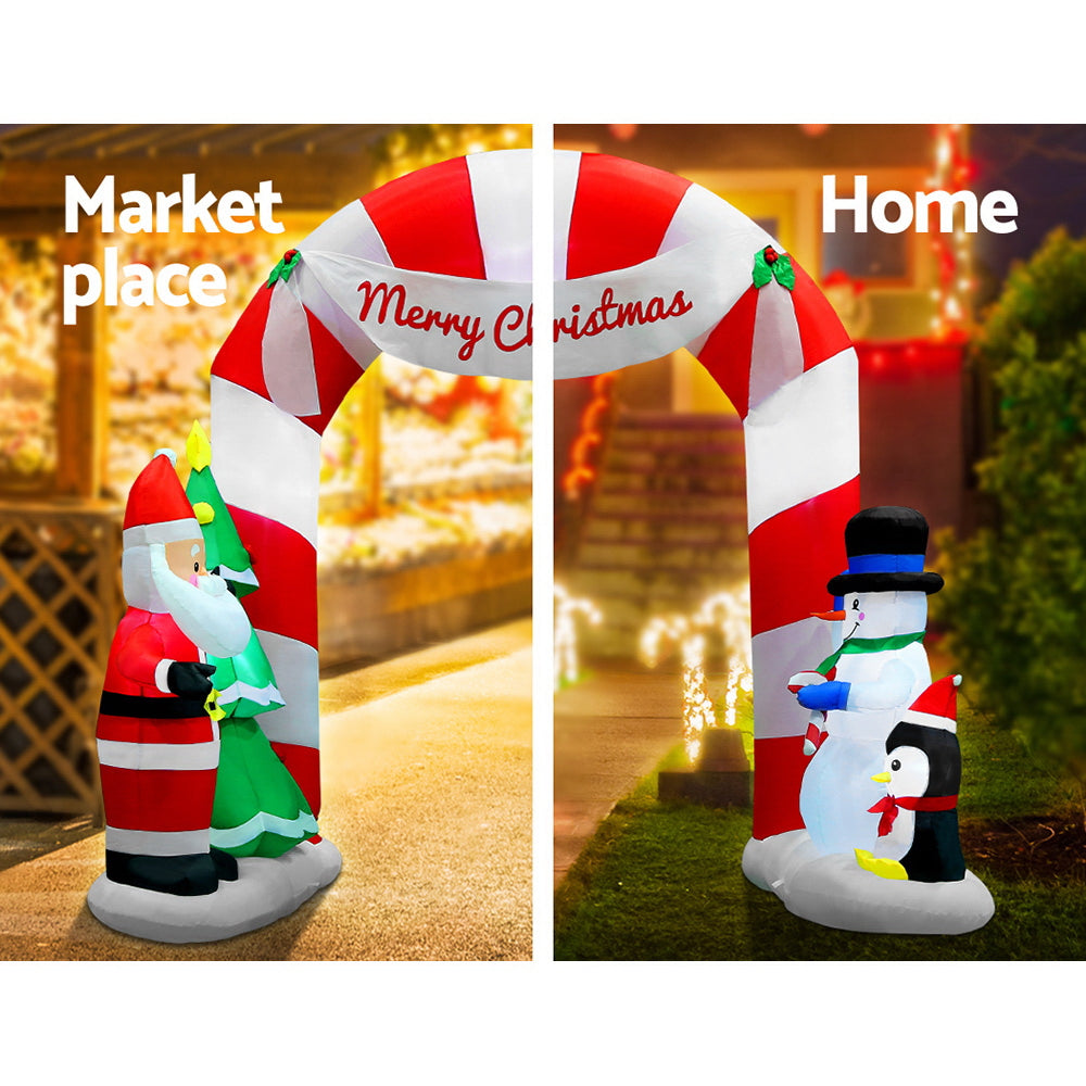 Jingle Jollys 3M Christmas Inflatable Archway with Santa Xmas Decor LED