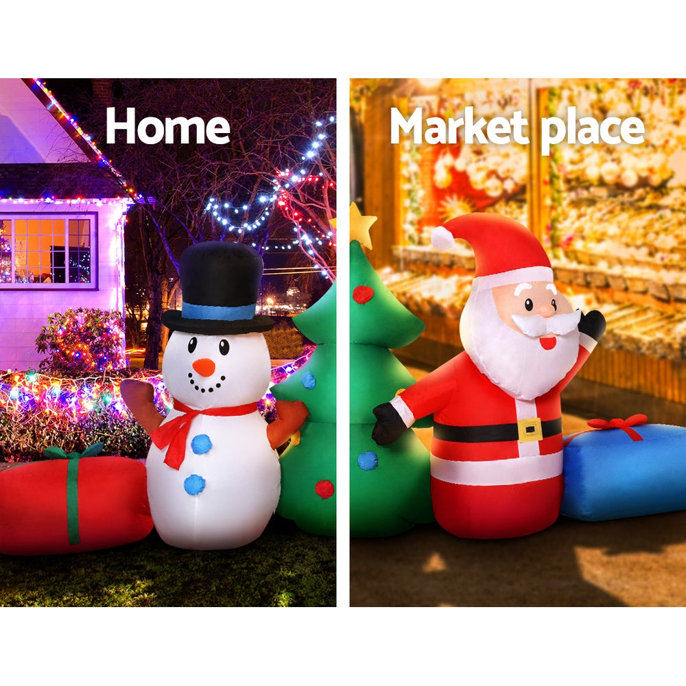 Jingle Jollys 2.7M Christmas Inflatable Tree Snowman Lights Outdoor Decorations