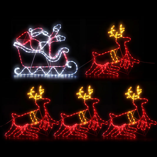 Jingle Jollys Christmas Motif Lights LED Rope Reindeer Waterproof Colourful Xmas